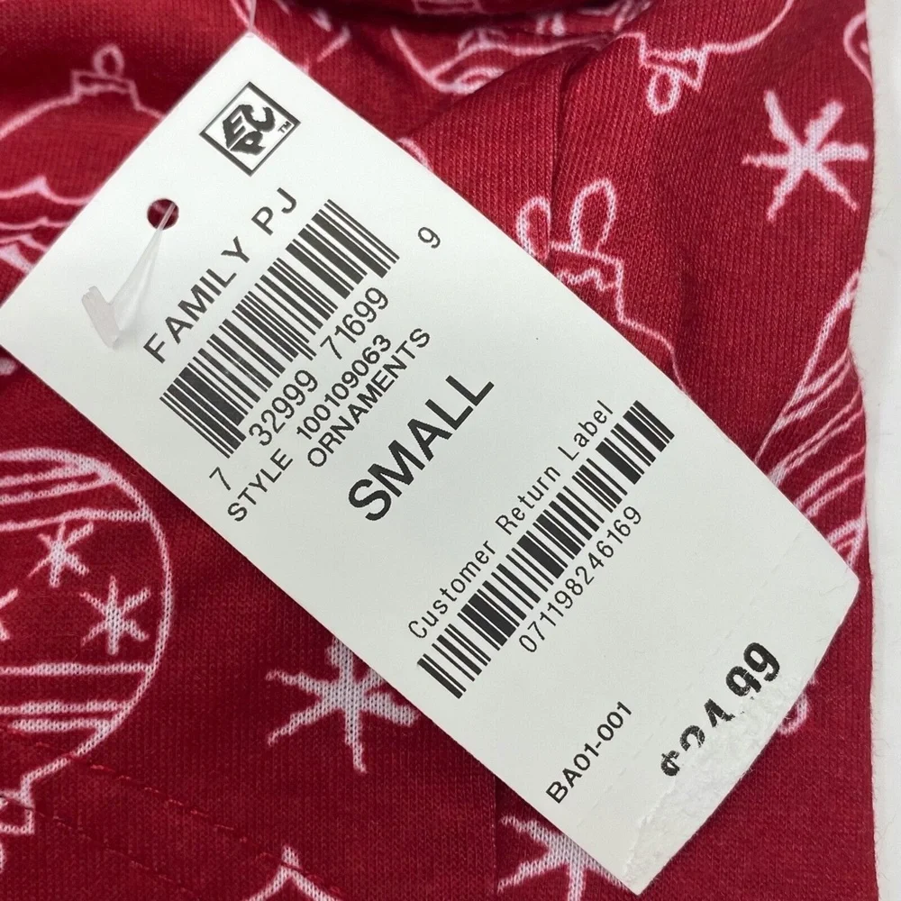 Matching Family Pet Size Small Dog Pajamas Red White Ornament Print One Piece